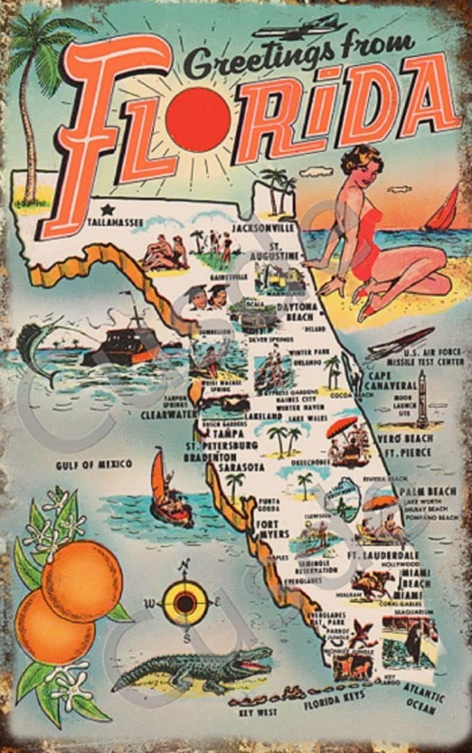 Vintage Collectible Posters - Cusde Vintage 1954 Groeten uit Florida