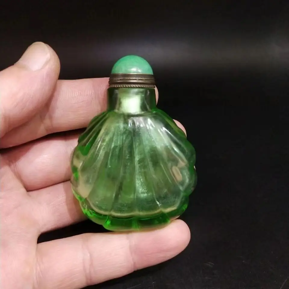 Vintage Collectible Bottles - Chinese antieke groene, transparante glazen snufffles